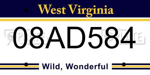 08AD584 West Virginia License Plate