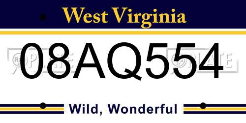 08AQ554 West Virginia License Plate