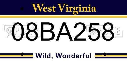 08BA258 West Virginia License Plate