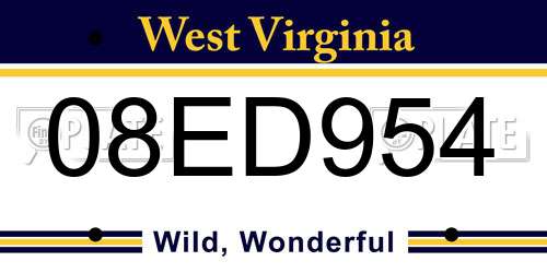 08ED954 West Virginia License Plate
