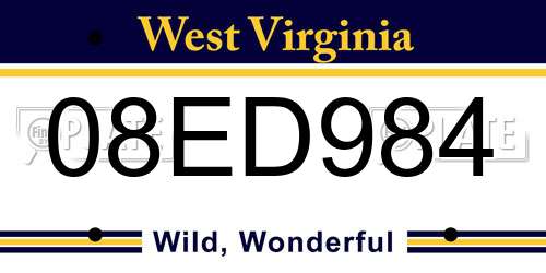 08ED984 West Virginia License Plate