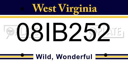 08IB252 West Virginia License Plate