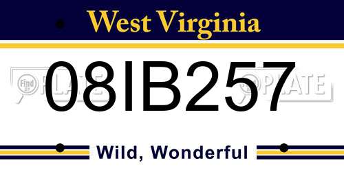 08IB257 West Virginia License Plate