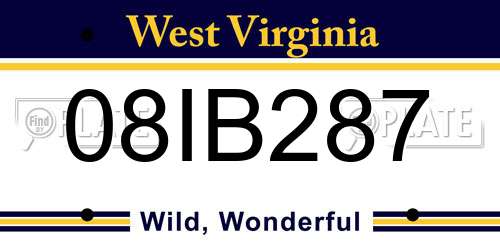 08IB287 West Virginia License Plate