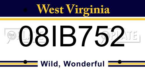 08IB752 West Virginia License Plate