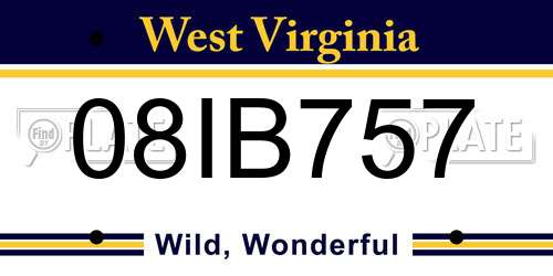08IB757 West Virginia License Plate