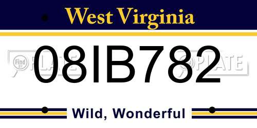 08IB782 West Virginia License Plate