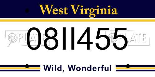 08II455 West Virginia License Plate
