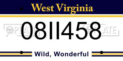 08II458 West Virginia License Plate