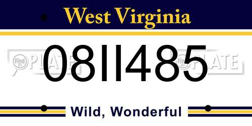 08II485 West Virginia License Plate