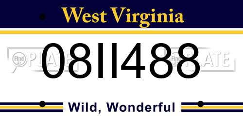 08II488 West Virginia License Plate