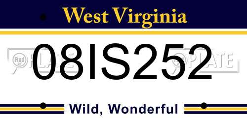 08IS252 West Virginia License Plate