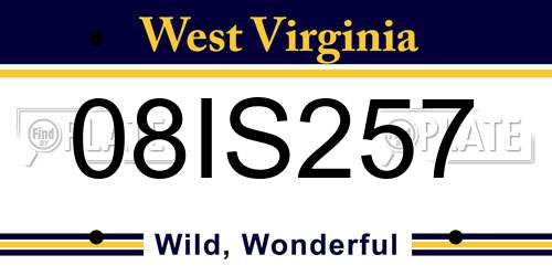 08IS257 West Virginia License Plate