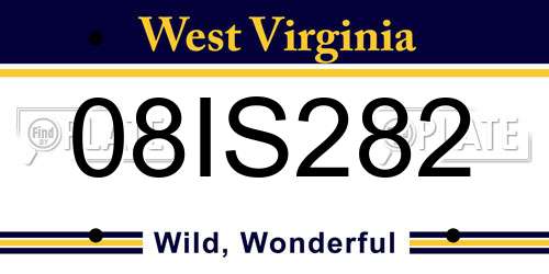 08IS282 West Virginia License Plate