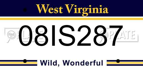08IS287 West Virginia License Plate