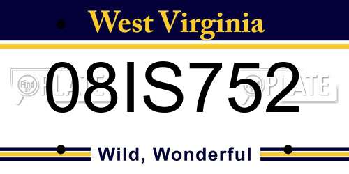 08IS752 West Virginia License Plate