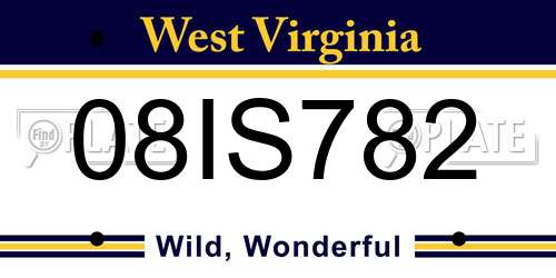 08IS782 West Virginia License Plate