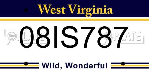 08IS787 West Virginia License Plate