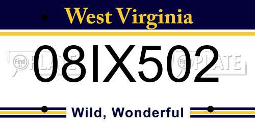 08IX502 West Virginia License Plate