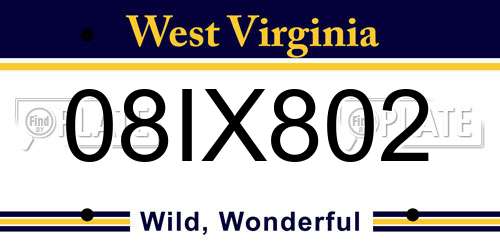08IX802 West Virginia License Plate