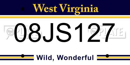 08JS127 West Virginia License Plate