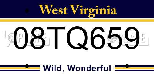 08TQ659 West Virginia License Plate