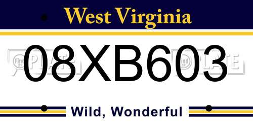08XB603 West Virginia License Plate