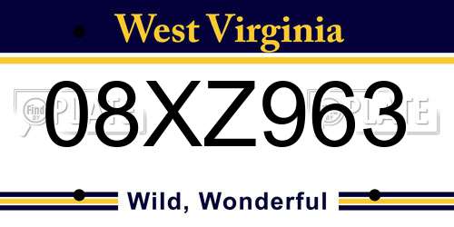 08XZ963 West Virginia License Plate