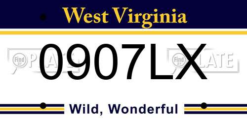 0907LX West Virginia License Plate