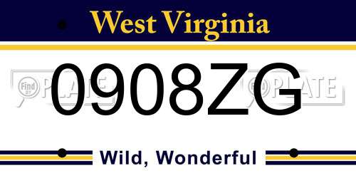 0908ZG West Virginia License Plate