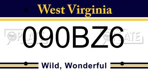 090BZ6 West Virginia License Plate