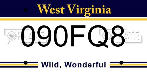 090FQ8 West Virginia License Plate