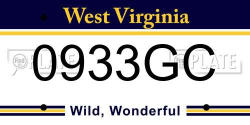 0933GC West Virginia License Plate