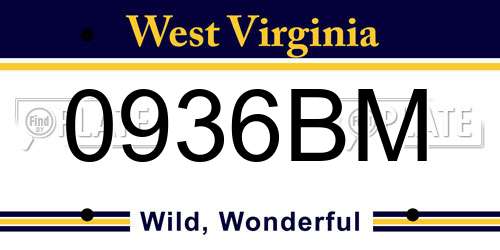 0936BM West Virginia License Plate