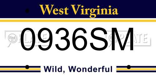 0936SM West Virginia License Plate