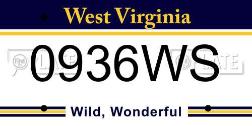 0936WS West Virginia License Plate
