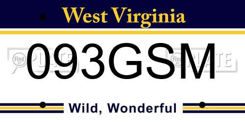 093GSM West Virginia License Plate