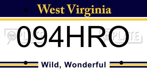 094HRO West Virginia License Plate