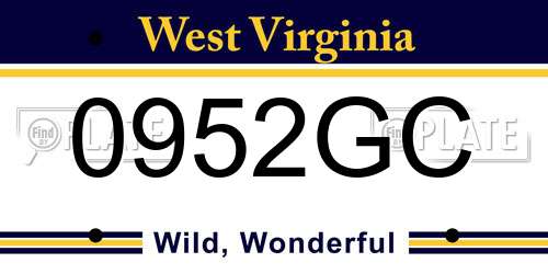 0952GC West Virginia License Plate