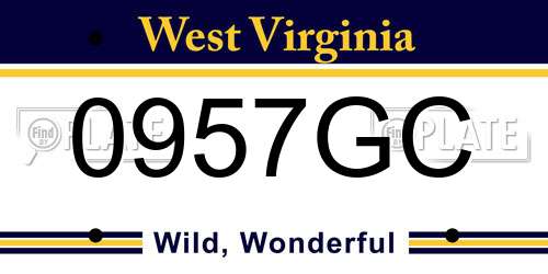 0957GC West Virginia License Plate