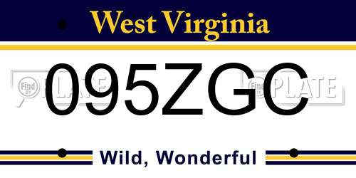 095ZGC West Virginia License Plate