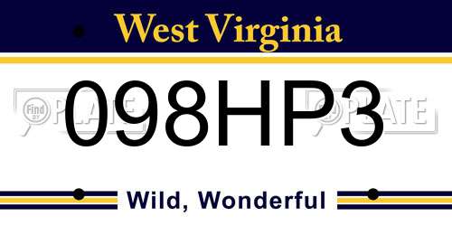 098HP3 West Virginia License Plate
