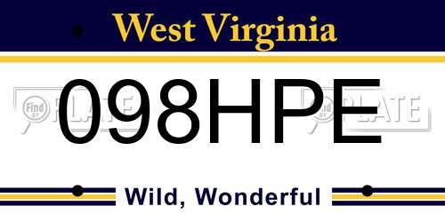 098HPE West Virginia License Plate