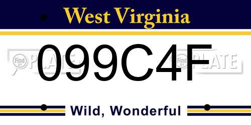 099C4F West Virginia License Plate