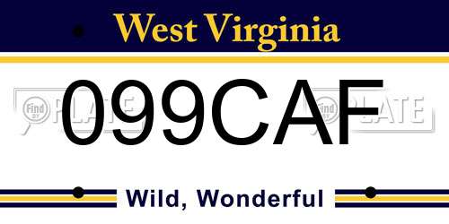 099CAF West Virginia License Plate