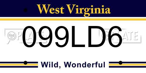 099LD6 West Virginia License Plate