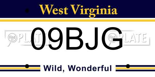 09BJG West Virginia License Plate