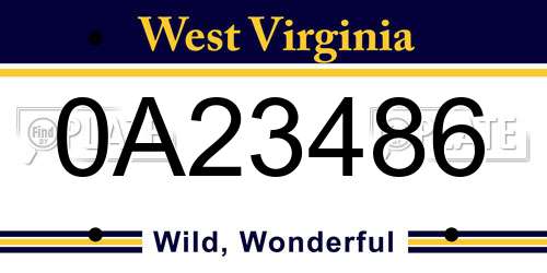 0A23486 West Virginia License Plate