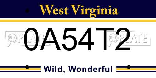 0A54T2 West Virginia License Plate