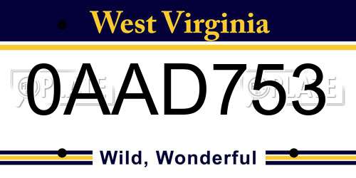 0AAD753 West Virginia License Plate